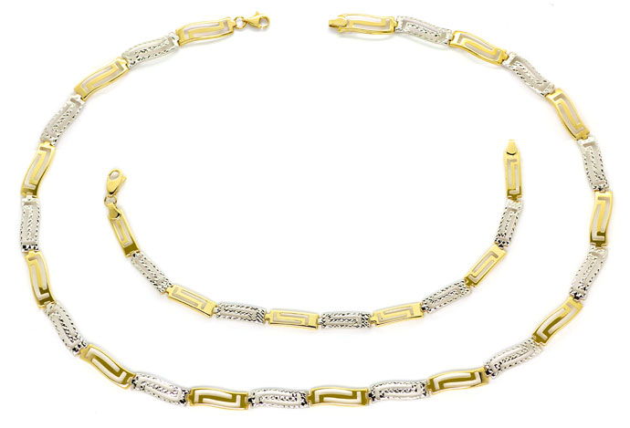 Foto 1 - Schmuckset Halskette und Armband 14K Gelbgold-Weißgold, K3060